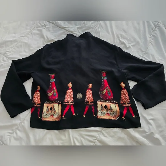 Harari 100% Silk Rare Button Asian Blouse Top Shirt - Picture 6 of 6